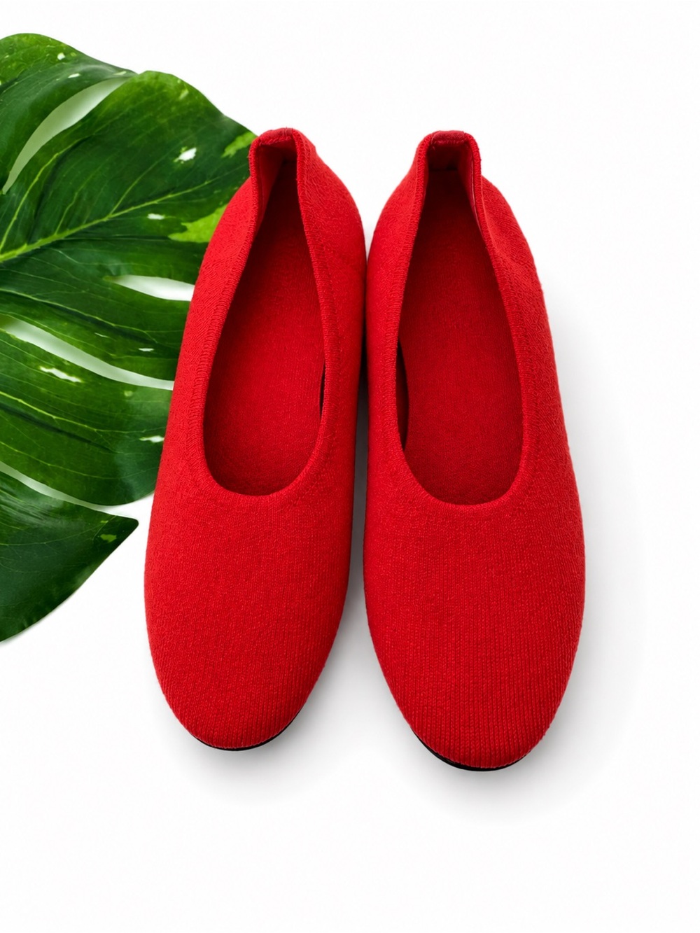 Everlane The Day Ballet Flats Red Knit Slip On Shoes Women’s Size 5.5
